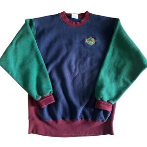 Vintage Hard Rock Cafe Atlanta Men's Blue and Green‎ Crewneck Sweater- XL